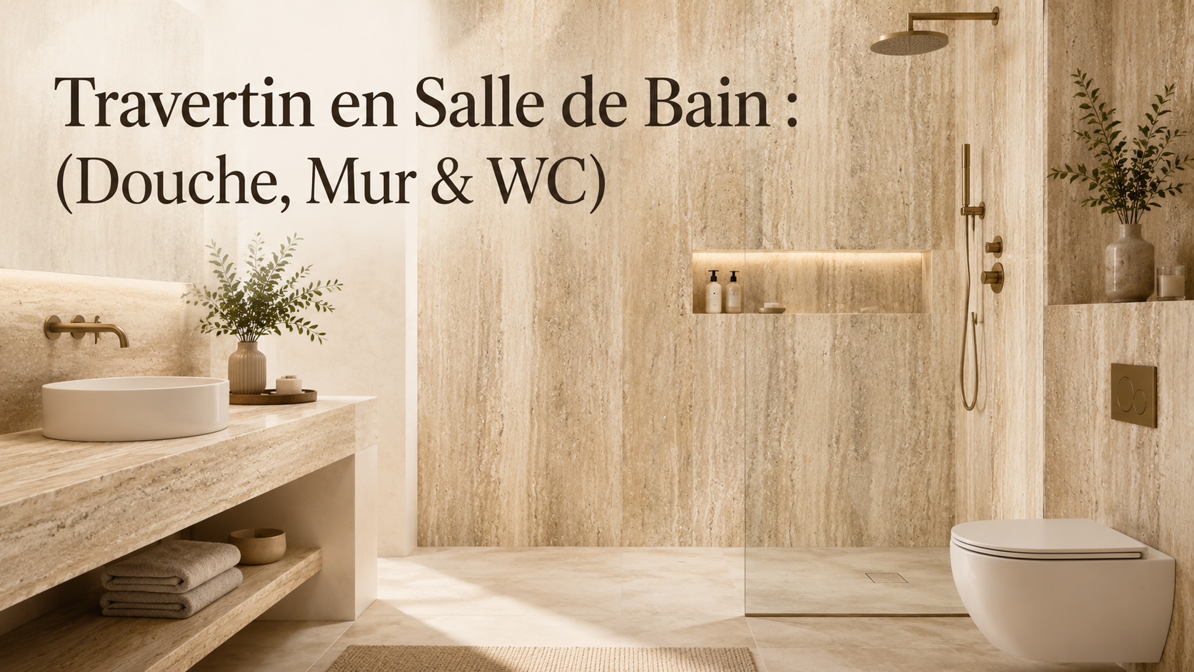 Travertin en Salle de Bain : (Douche, Mur & WC)
