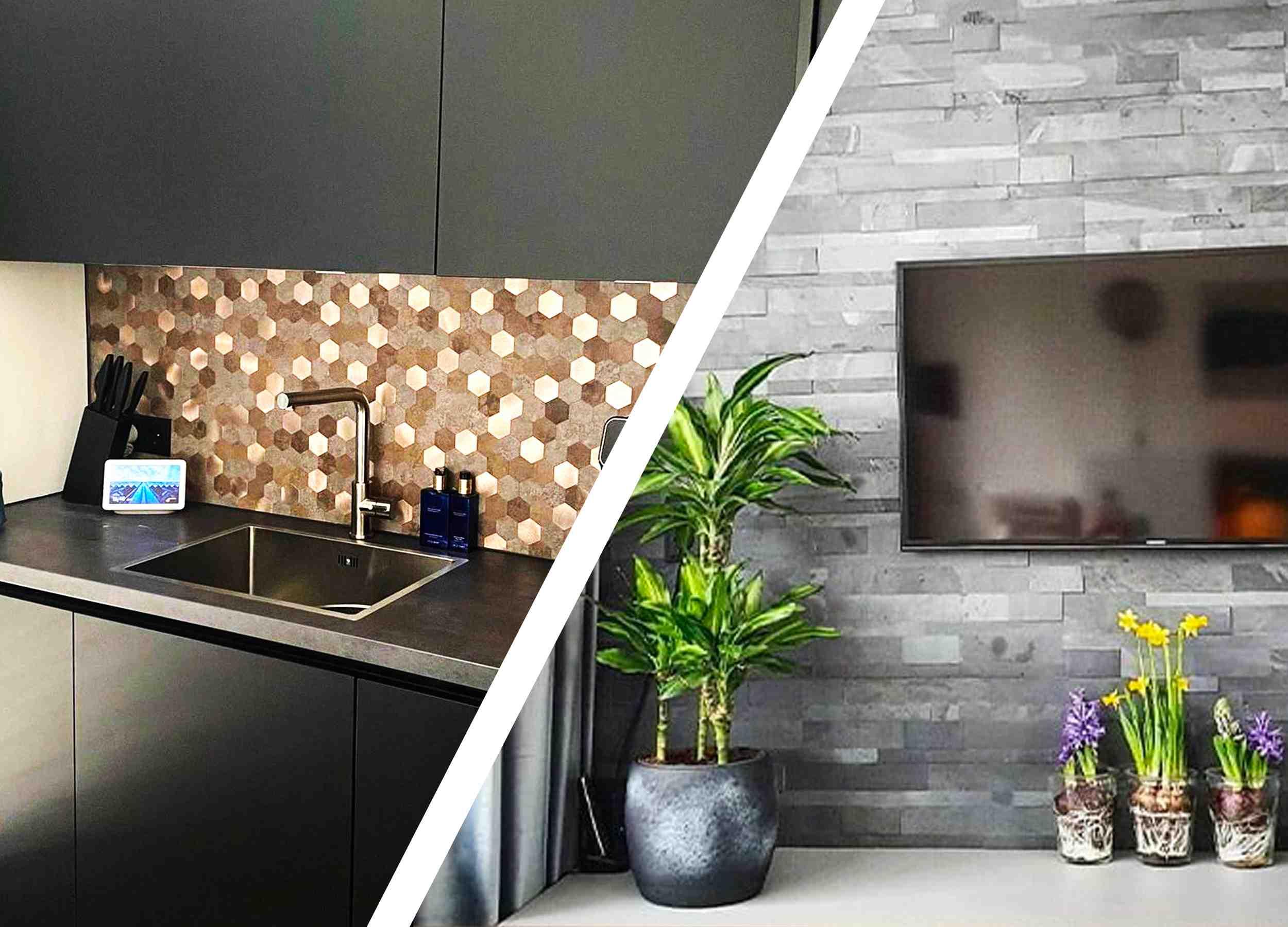 Carrelage Adhesif Mural Cuisine, Chevron Credence Cuisine, 3D