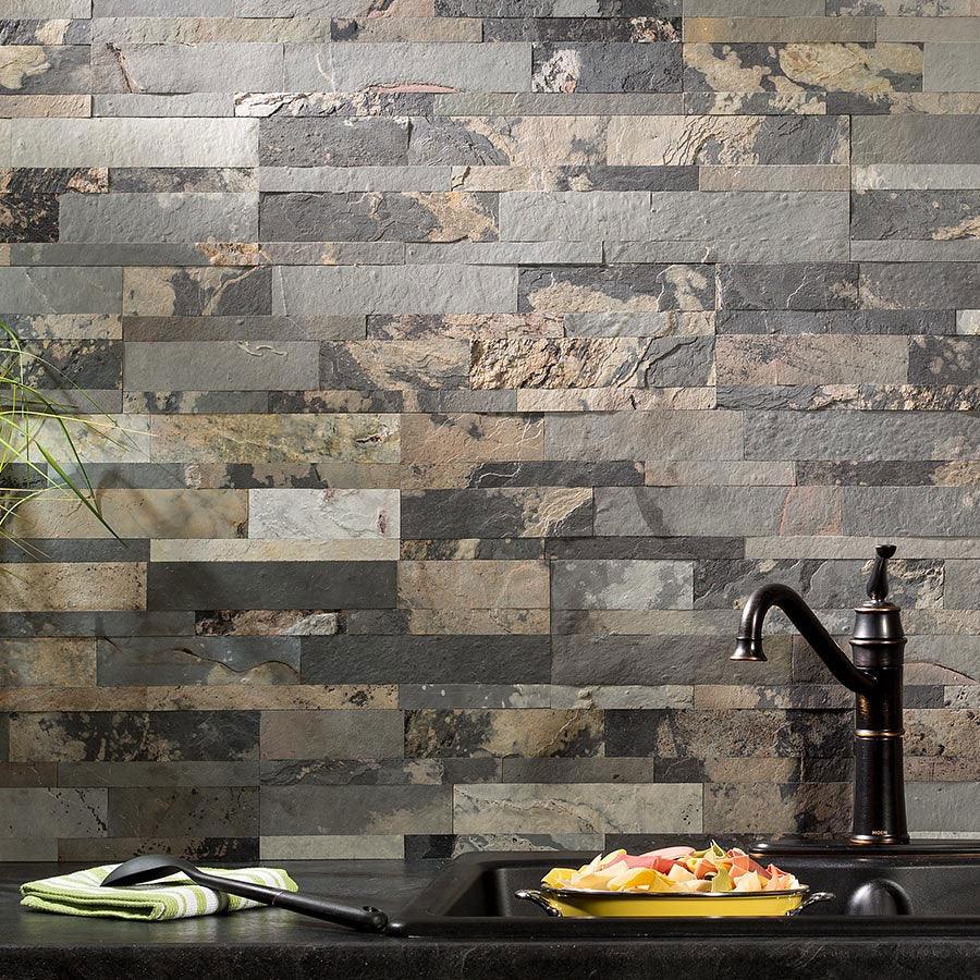 Pierre Naturelle Adhésive Autumn Rustic 60 x 15 CM — Parement Ardoise Anthracite - vue alternative