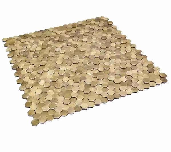 Crédence Adhésive - Mosaïque Relief Doré Décoration Cuisine - vue alternative