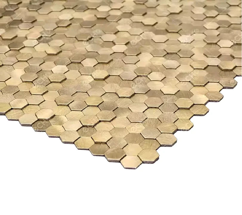 Crédence Adhésive - Mosaïque Relief Doré Décoration Cuisine - vue alternative