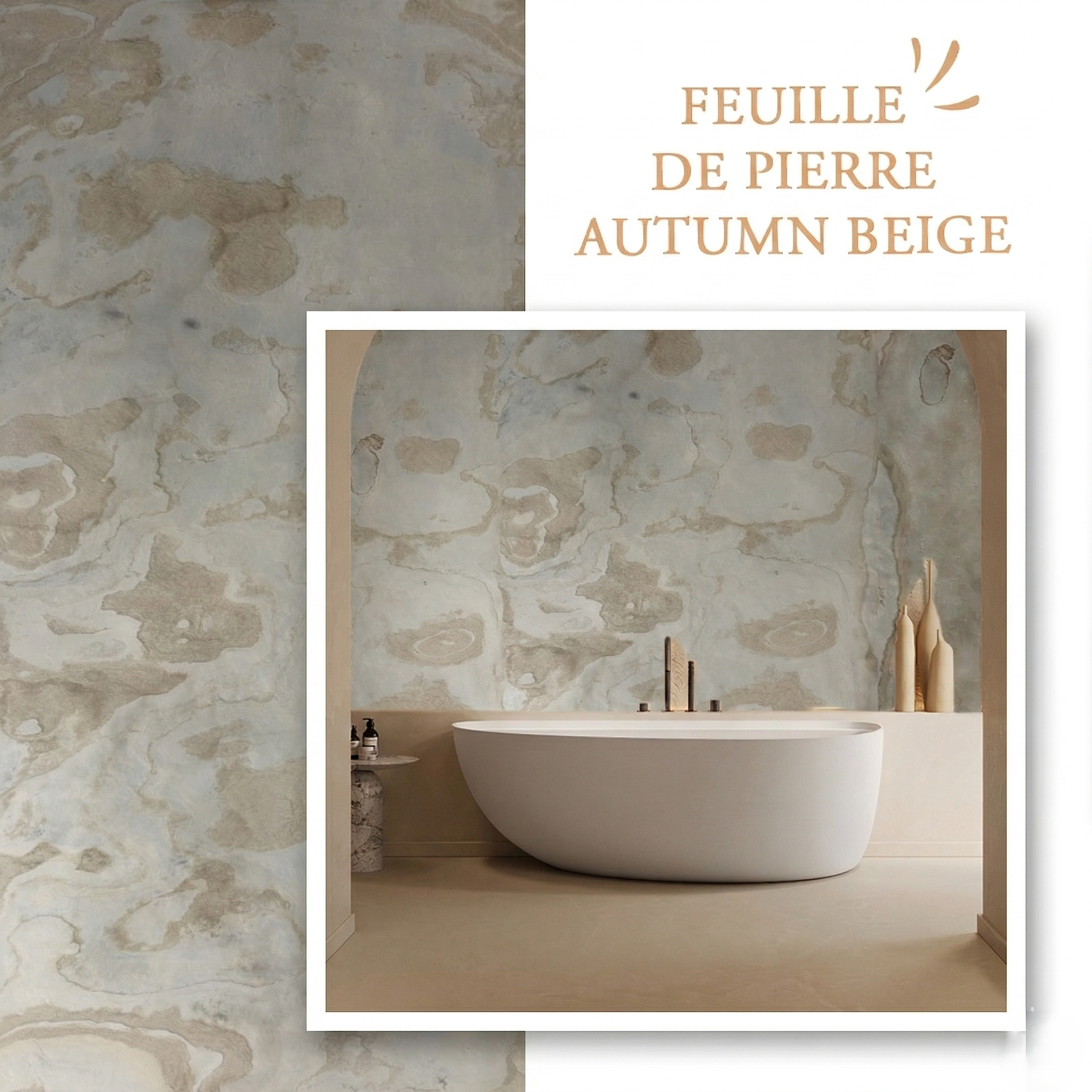 Feuille De Pierre Naturelle Autumn Beige - Salle De Bain 260 x 120 CM - vue alternative