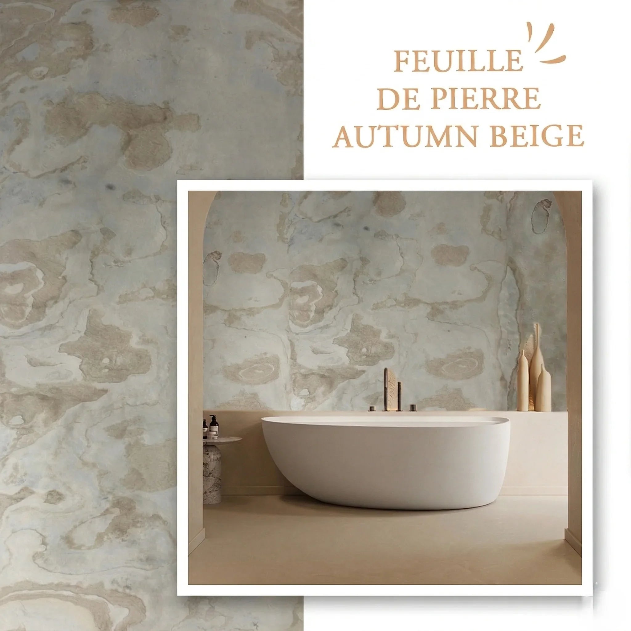 Feuille De Pierre Naturelle Autumn Beige - Salle De Bain 260 x 120 CM - vue alternative