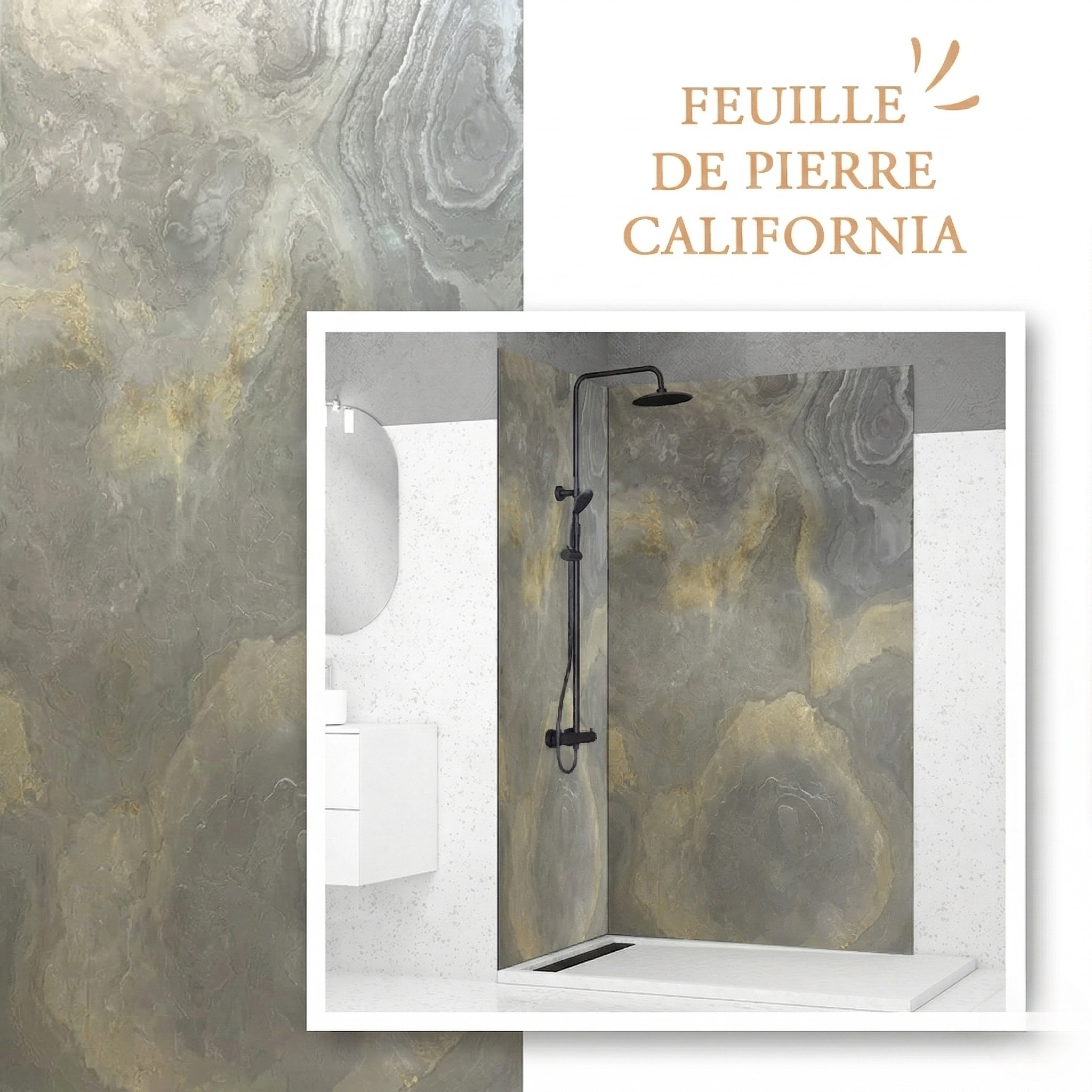 Feuille De Pierre Naturelle California Doré Salle de bain - vue alternative