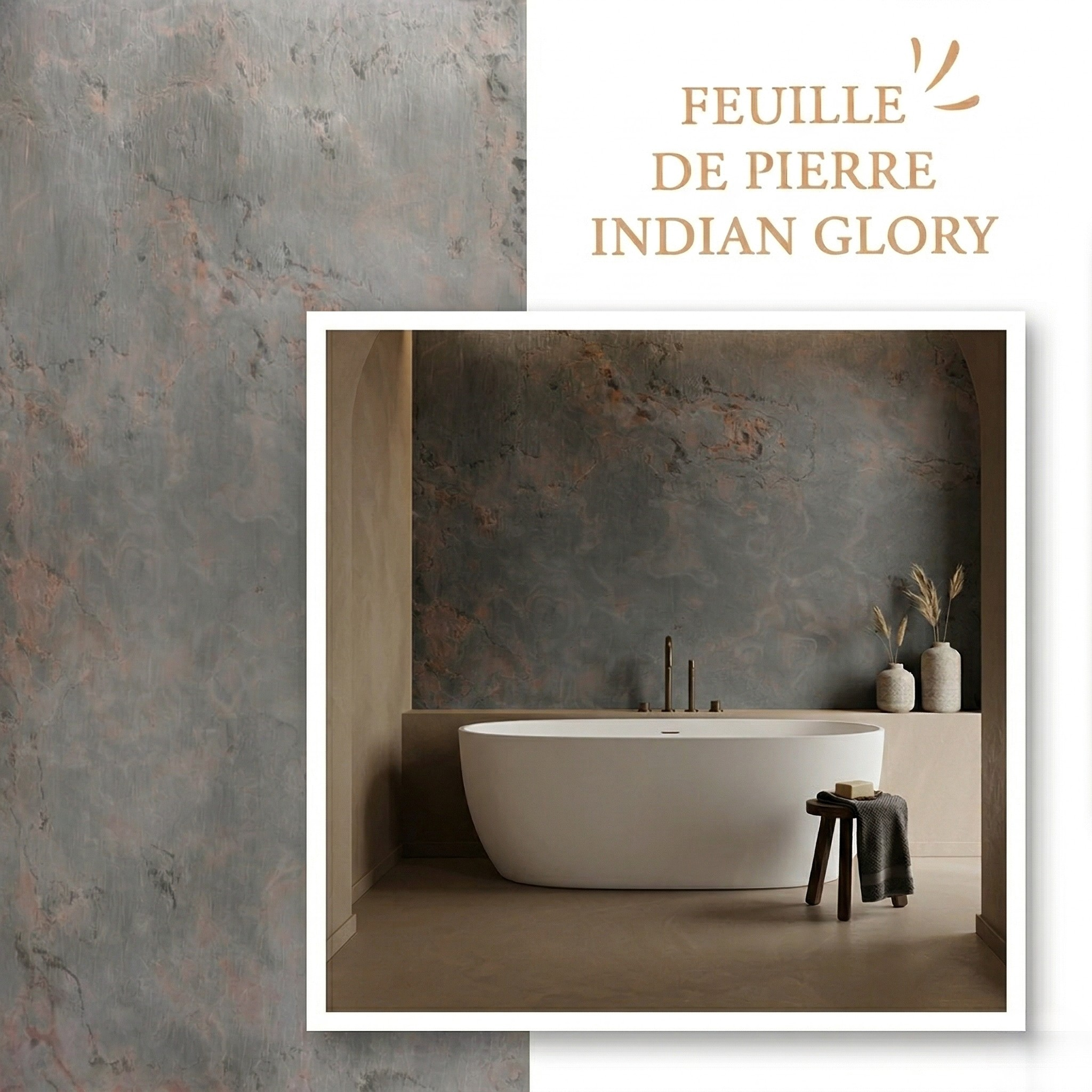 Feuille de Pierre Naturelle Indian Glory 260 x 120 cm Salle De Bain - vue alternative