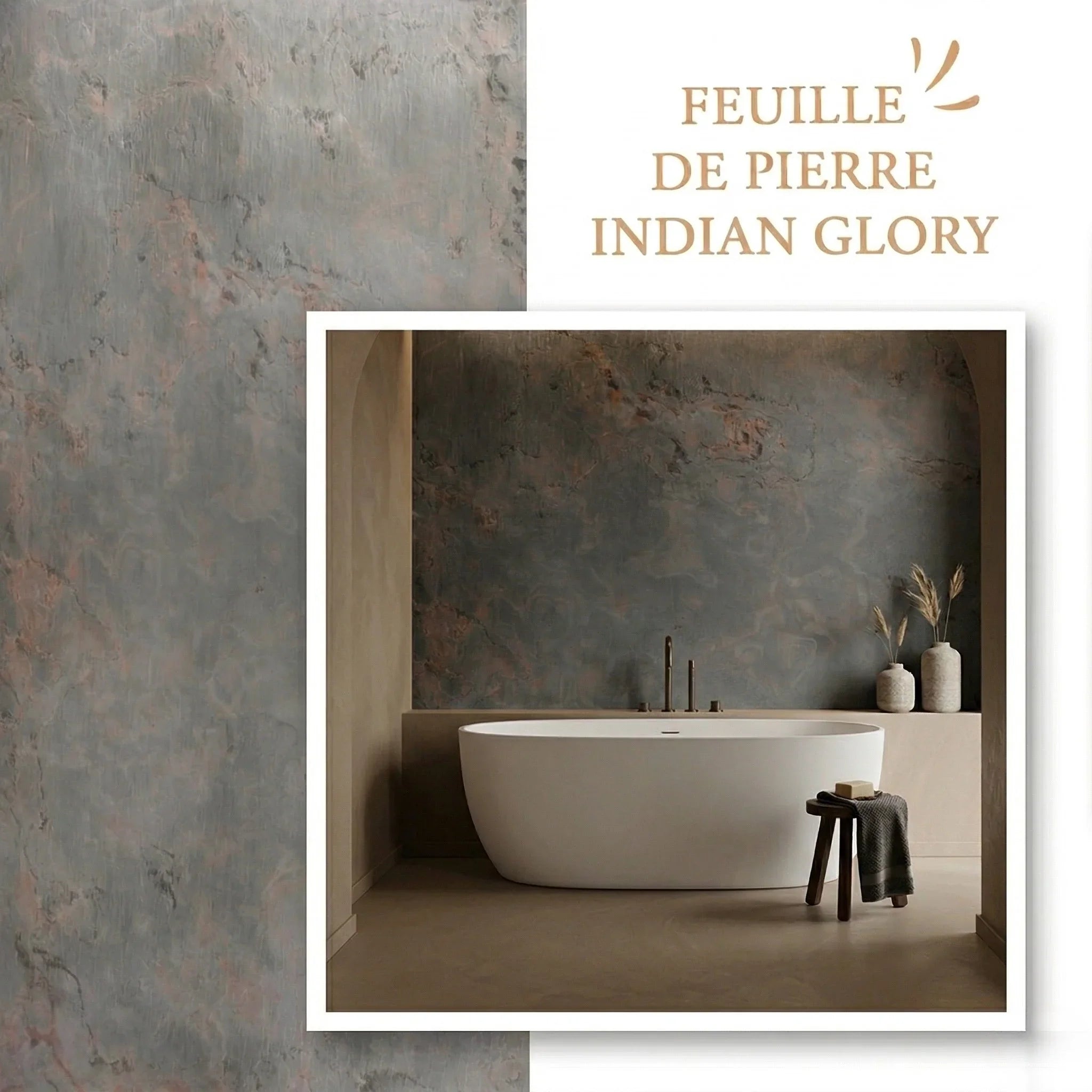 Feuille de Pierre Naturelle Indian Glory 260 x 120 cm Salle De Bain - vue alternative