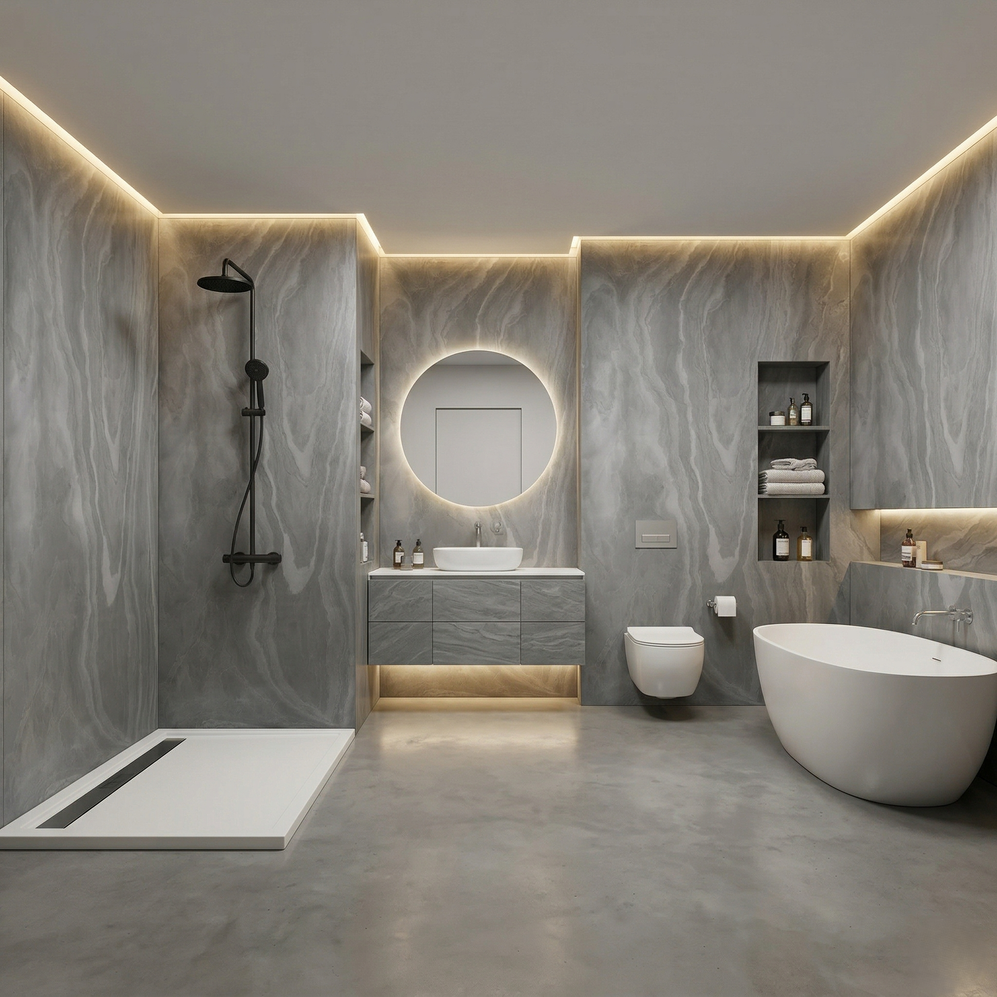 Feuille de Pierre Carbon Black Douche – Grand Format 260 x 120 cm - vue alternative