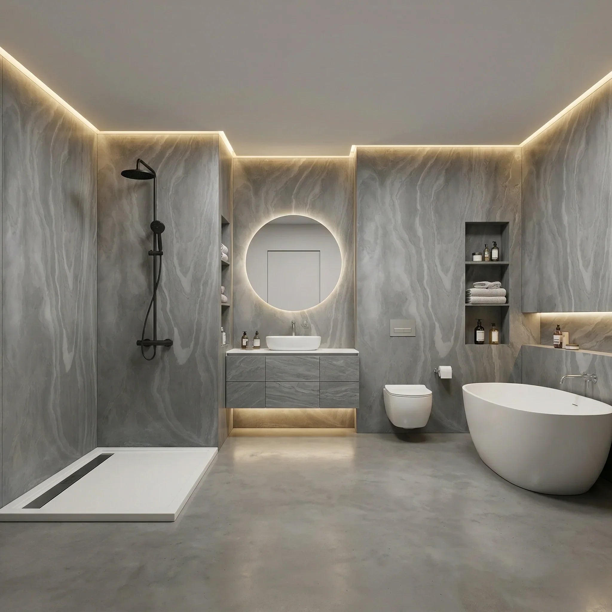 Feuille de Pierre Carbon Black Douche – Grand Format 260 x 120 cm - vue alternative