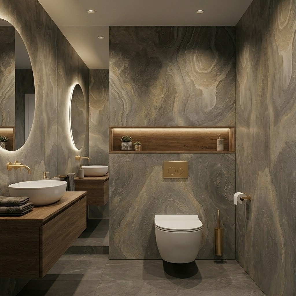 Feuille De Pierre Naturelle California Doré Salle de bain - vue alternative