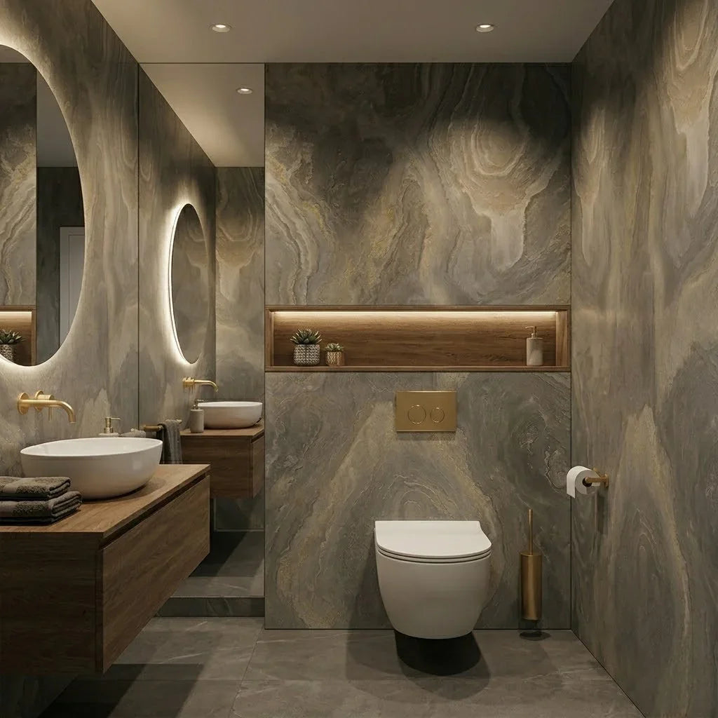 Feuille De Pierre Naturelle California Doré Salle de bain - vue alternative