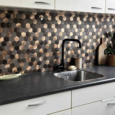 Mosaique-Adhesive posé cuisine-hexagonale luxe