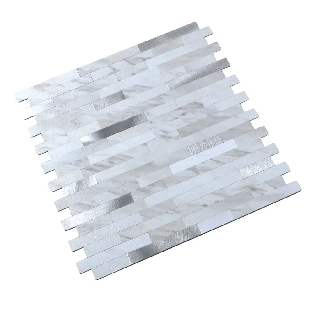 Mosaïque Adhésive Blanc Métal Carreaux A Coller Pour Crédence - vue alternative