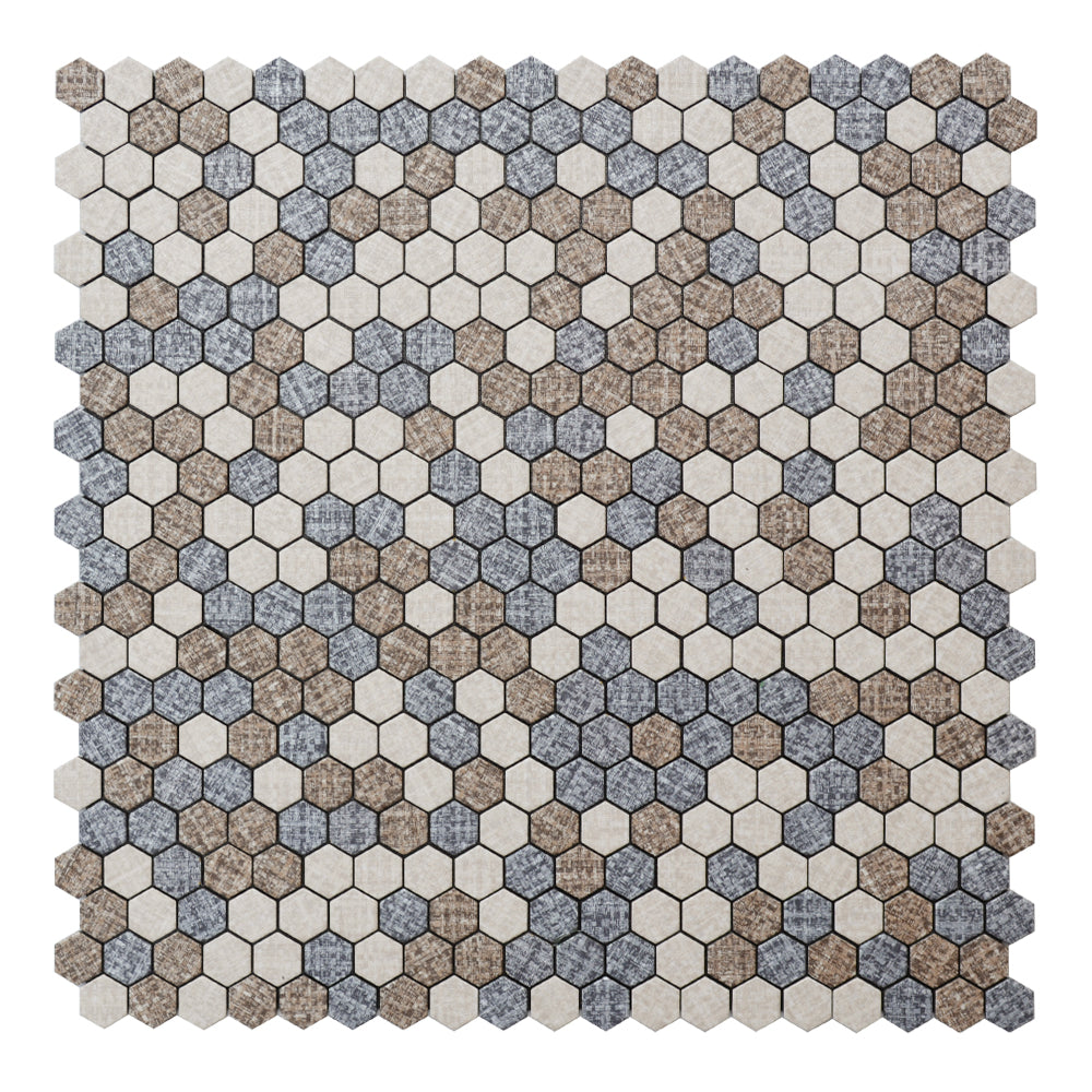 Mosaique Adhésive Petit Hexagone Bleu Gris beige - By My Deco