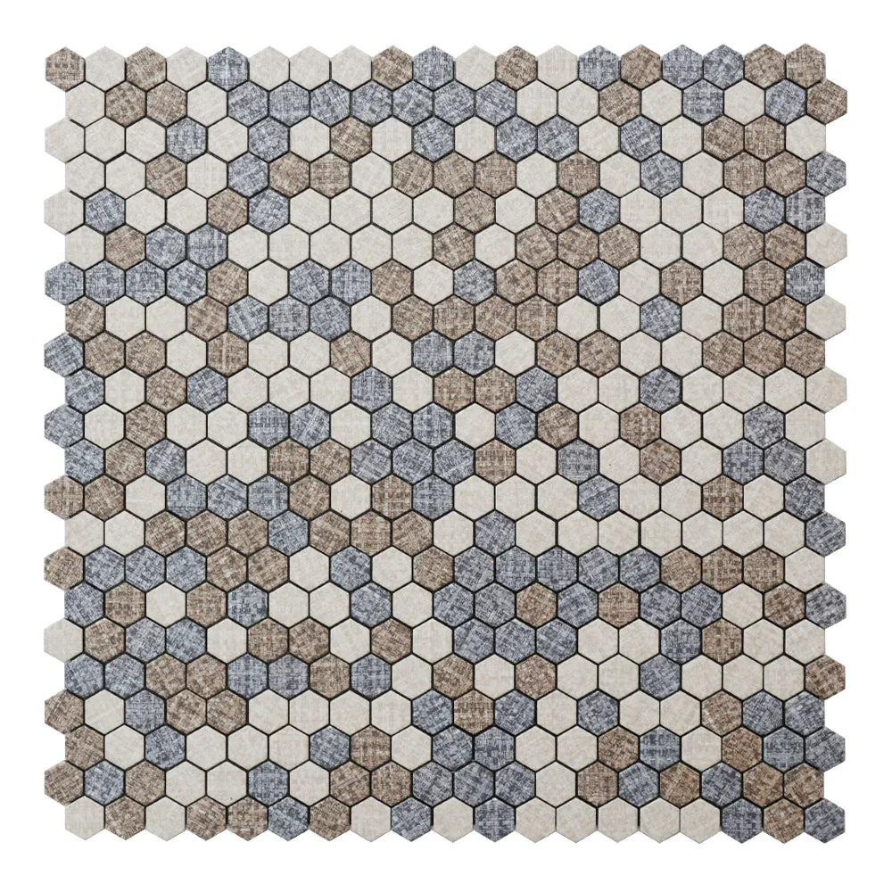 Crédence Adhésive - Mosaïque Petit Hexagone Bleu Gris beige - vue alternative