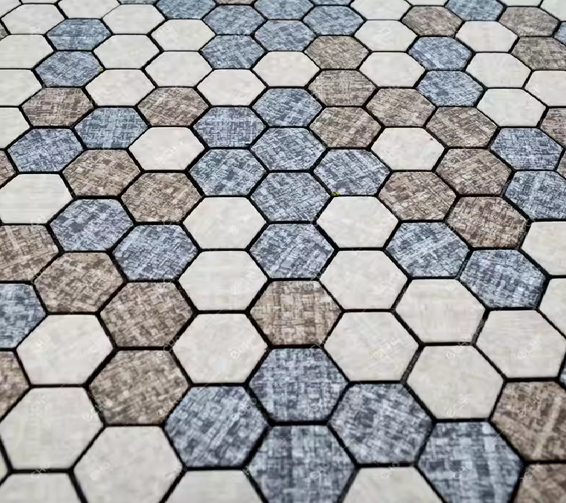 Mosaique Adhésive Petit Hexagone Bleu Gris beige - By My Deco