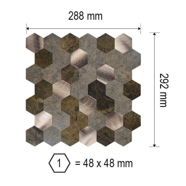 Mosaique Adhésive Hexagone Cuivre marron pour crédence de cuisine - By My Deco