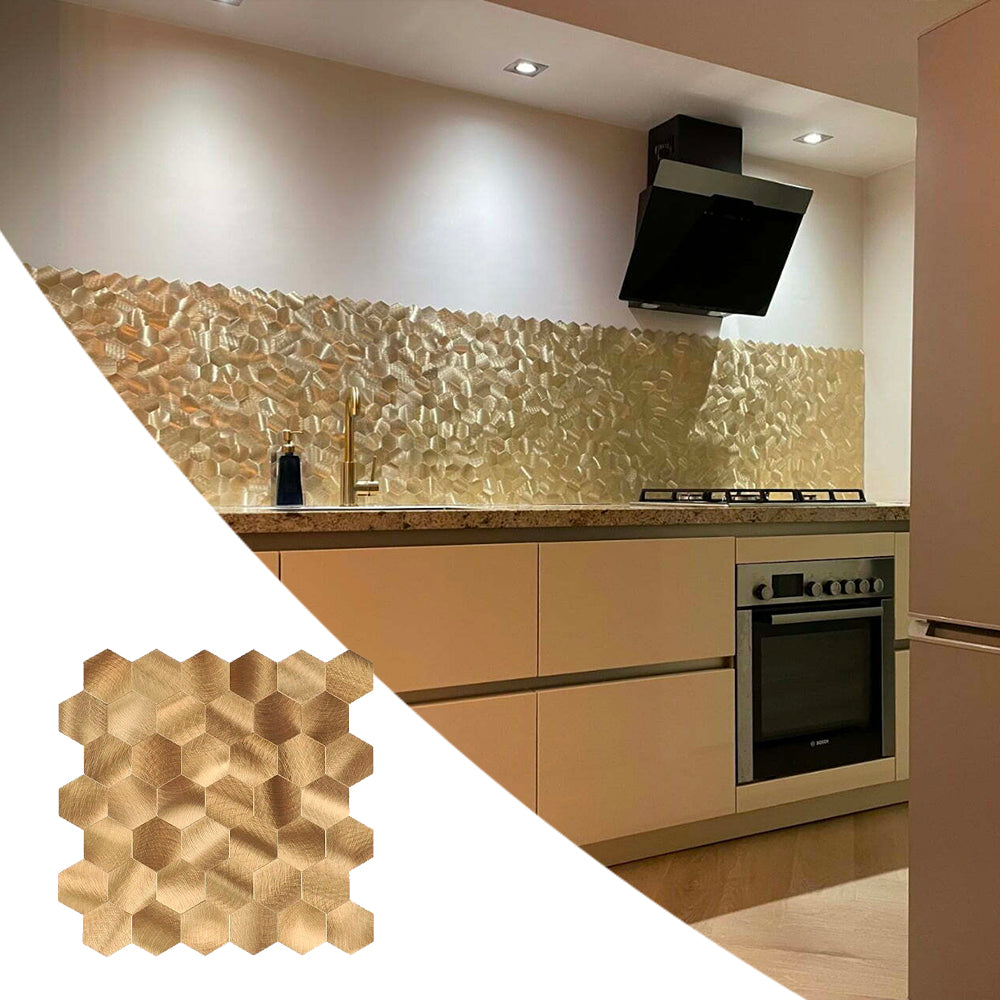 mosaique doré posé dans la cuisine