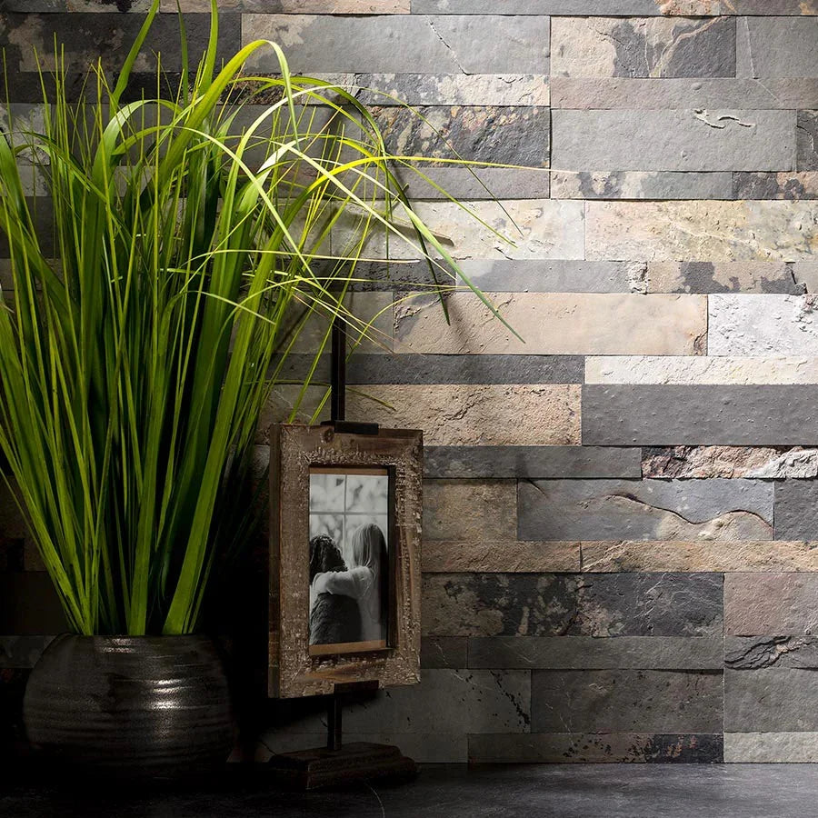 Pierre Naturelle Adhésive Autumn Rustic 60 x 15 CM — Parement Ardoise Anthracite - vue alternative