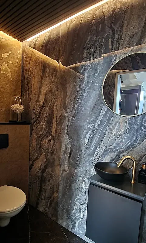 Panneau Mural Salle de bain Cuivré dans toilette