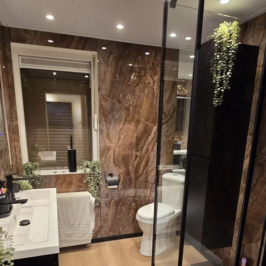 Plaque Mural PVC Imitation Marbre – Onyx Cuivré Royal 260 x 120 CM - vue alternative