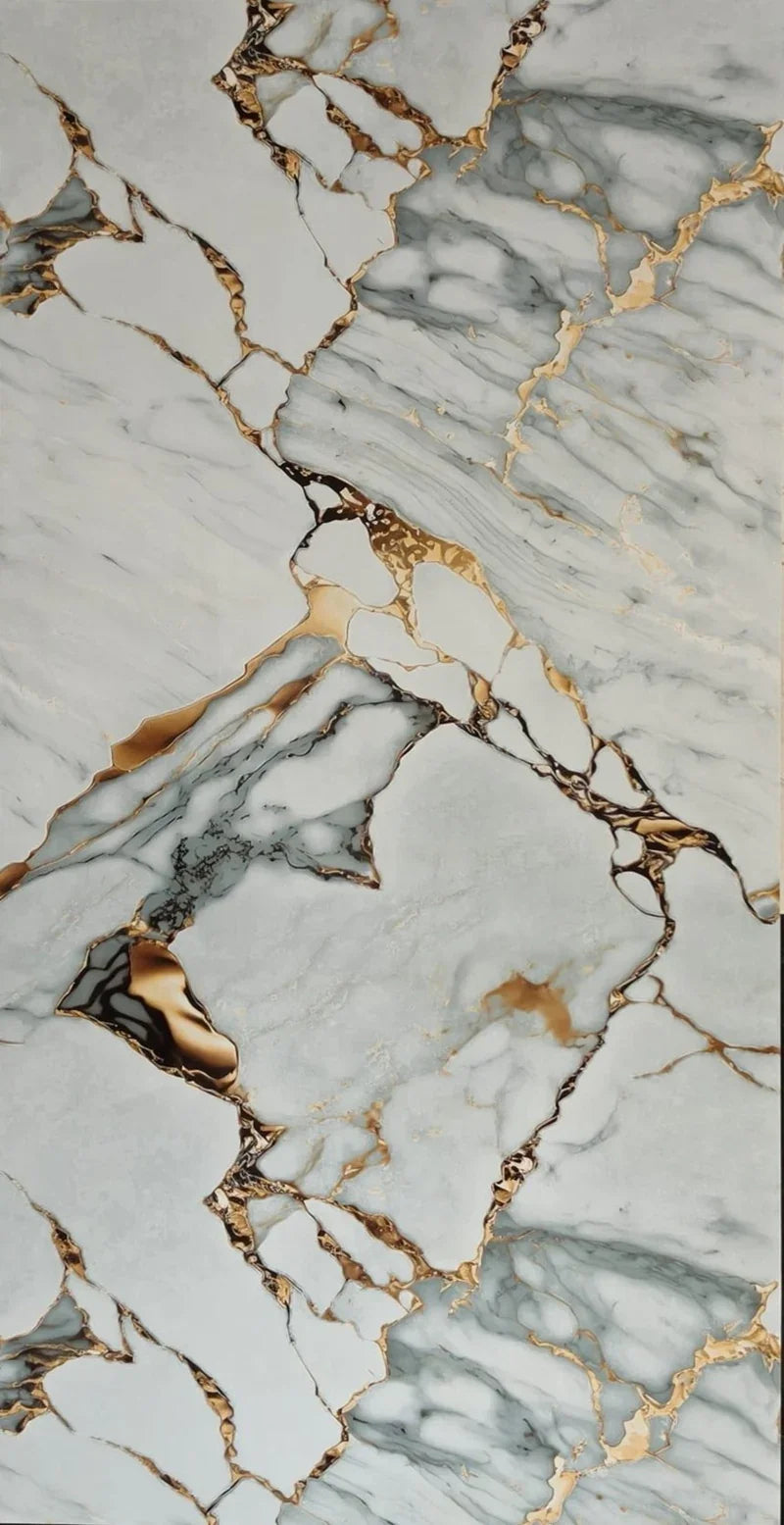 Panneau Mural Marbre PVC Doré Brillant Qatar pour salle de bain