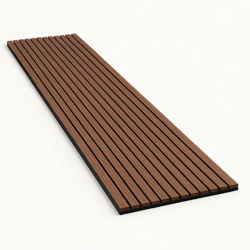 Panneau Acoustique Bois 260 x 60 cm Noyer Feutrine Noir Décoration Mural - By My Deco