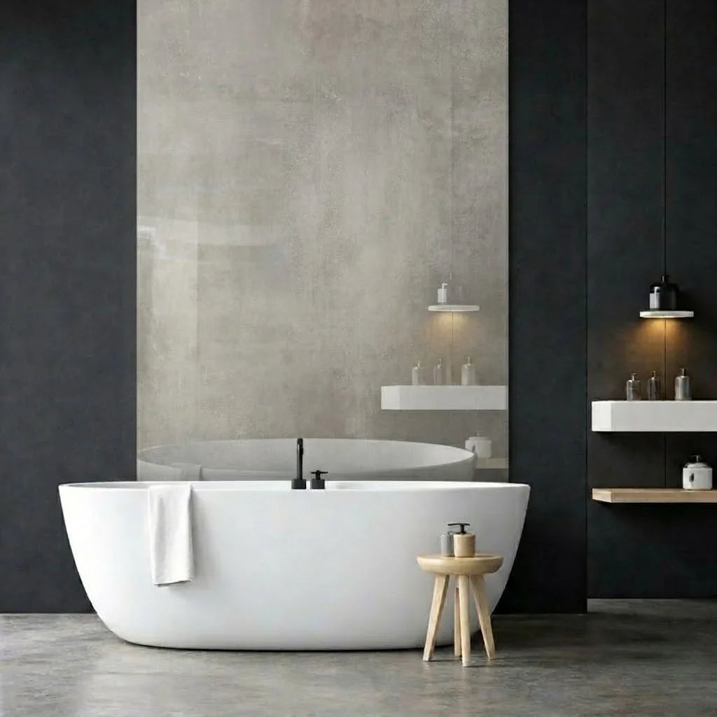 Panneau Mural Béton Ciré SPC Haut Brillant – Anti-Rayure 260 x 120 cm - vue alternative