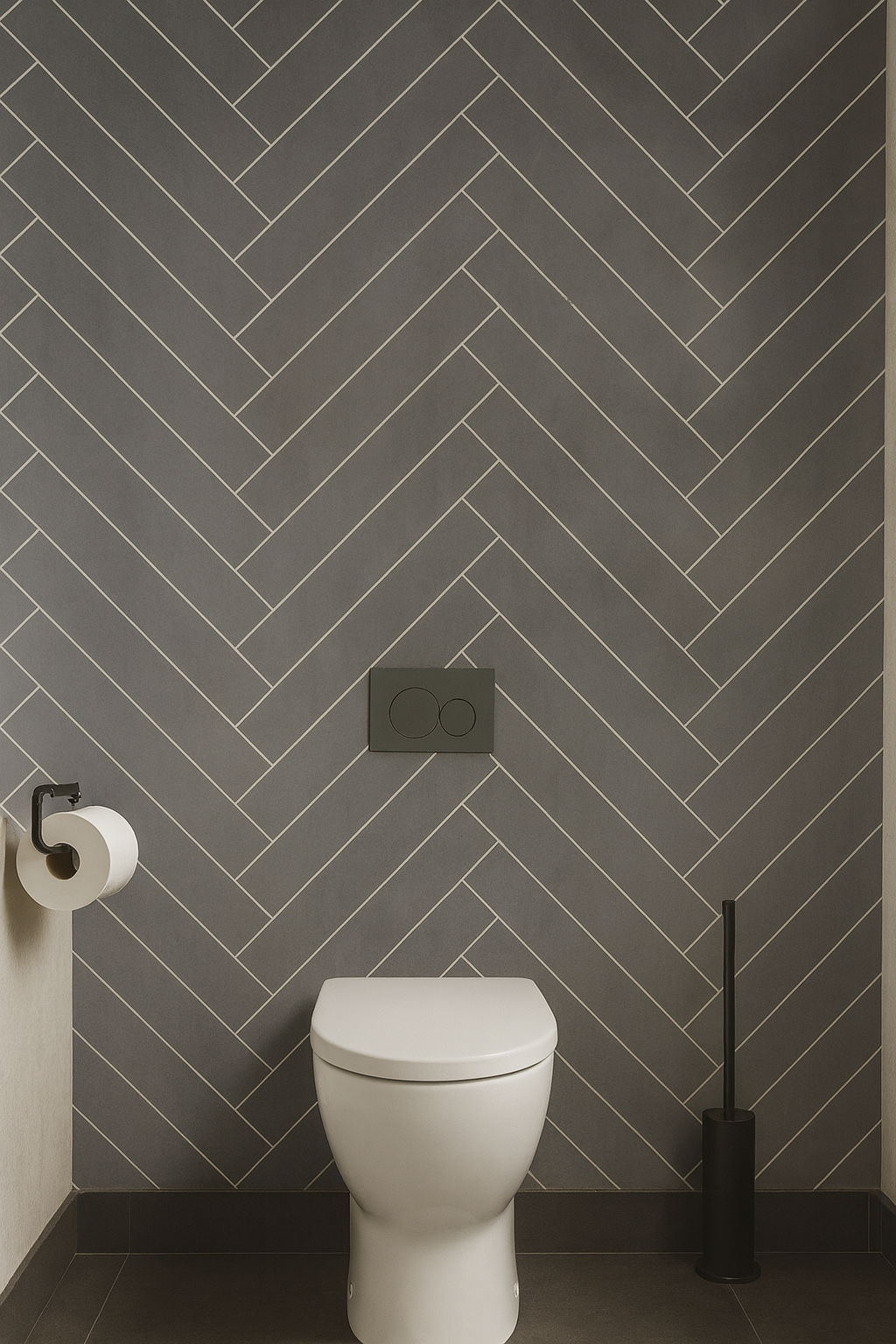 Panneau Mural PVC Chevron Anthracite - vue alternative