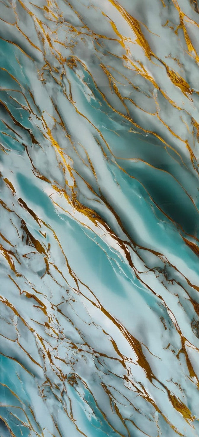 Panneau PVC Effet Marbre Bleuté avec Veine Doré Oslo