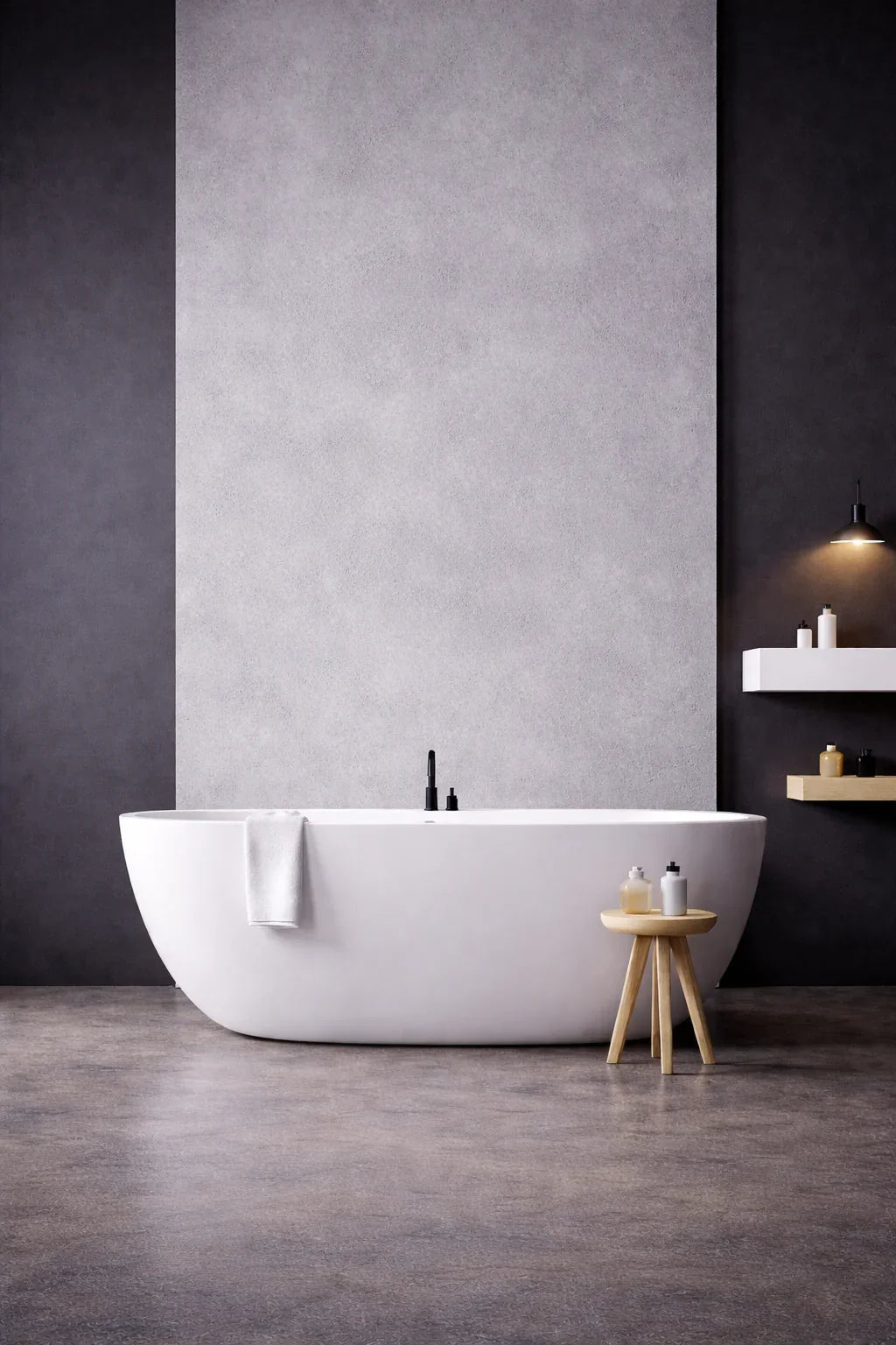 Panneaux Muraux Béton Ciré SPC Mat – Salle De Bain Et Douche - vue alternative