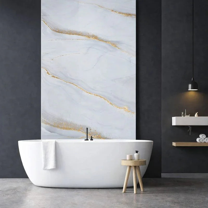 Panneau Mural PVC Effet Marbre Doré – Étanche et facile à poser - vue alternative