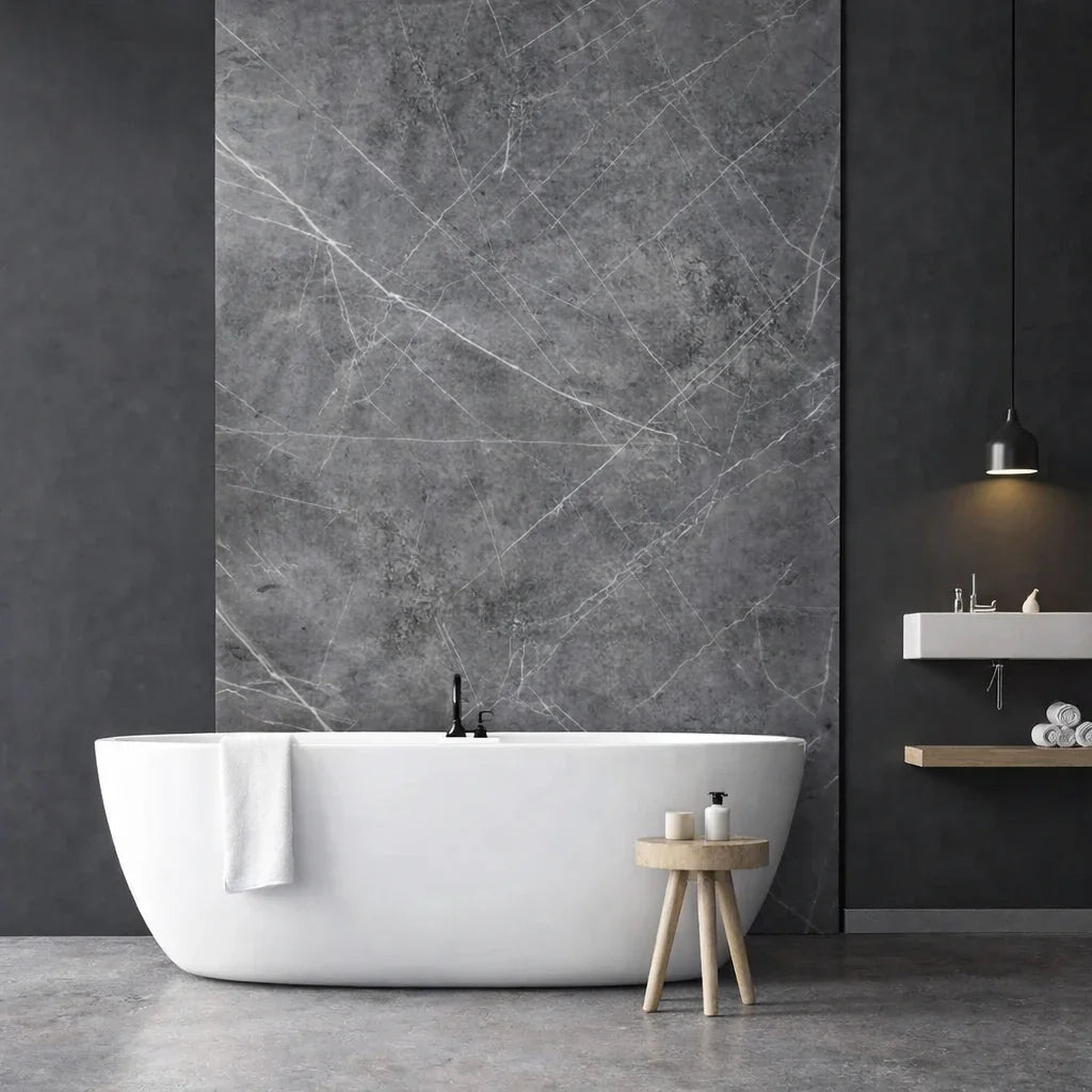 Panneau PVC Mural Effet Marbre Gris – Imperméable et entretien facile - vue alternative