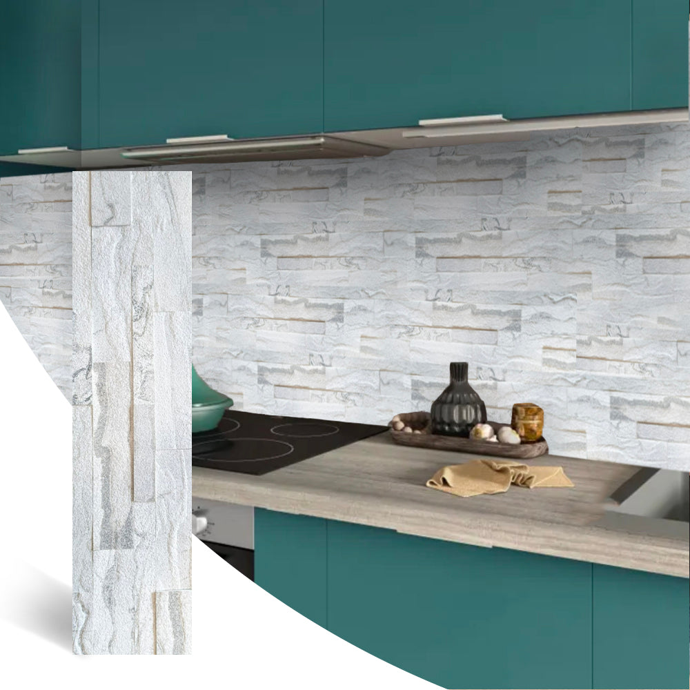 Pierre Naturelle Parement Adhésive Crédence Blanc Satvario Impérmeable