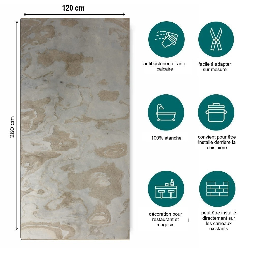 Feuille De Pierre Naturelle Autumn Beige - Salle De Bain 260 x 120 CM - vue alternative