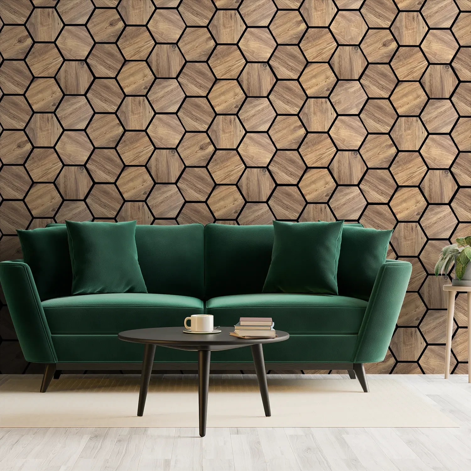 Hexagone Bois Acoustique Chêne | Murale Phonique 66x81 cm - By My Deco