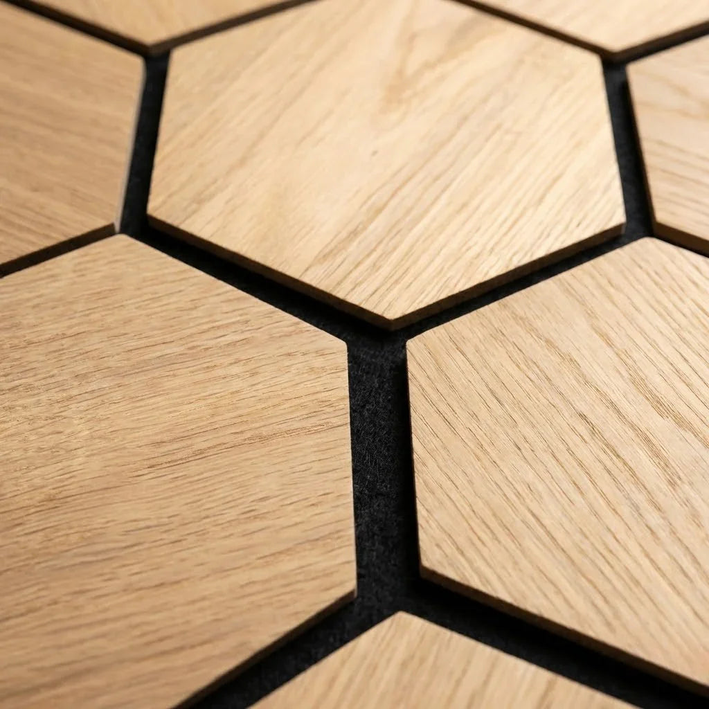 Panneaux Hexagone Bois Acoustique Chêne | Décoration Murale 66x78 cm - vue alternative