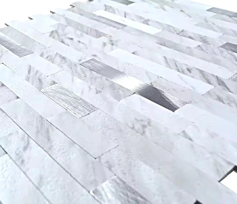 Mosaïque Adhésive Blanc Métal Carreaux A Coller Pour Crédence - vue alternative