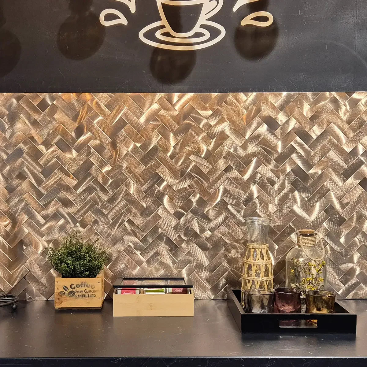 Credence Adhesive En Mosaique Chevron Doré Pour Cuisine - vue alternative