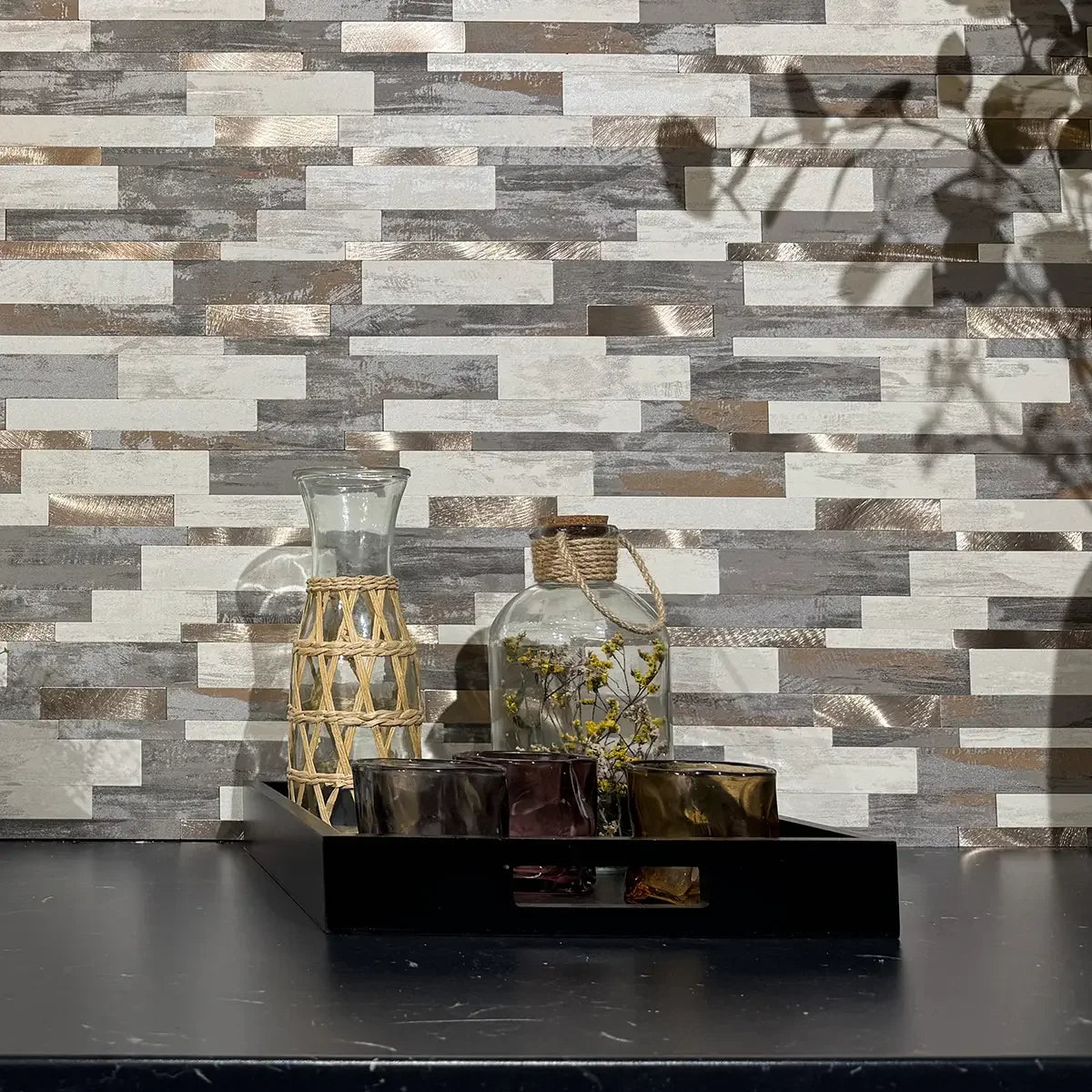 Crédence Adhésive Mosaique Cuisine Marron Beige étanche - vue alternative