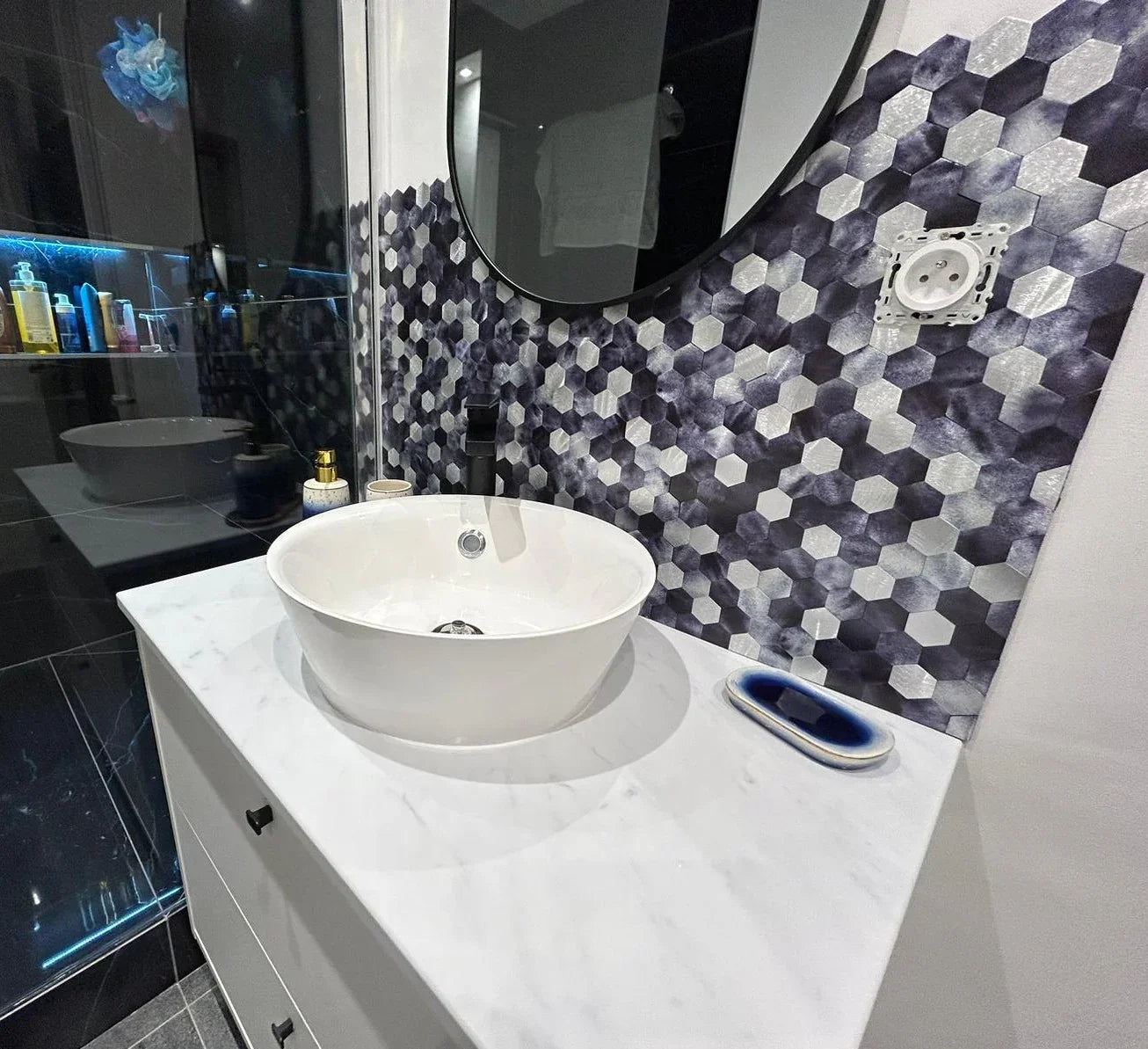 Credence Adhésive - Mosaïque Bleu Brillant salle de bain - vue alternative