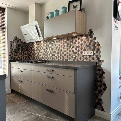 Crédence Adhésive Mosaique Hexagonale Anthracite en Verre - By My Deco