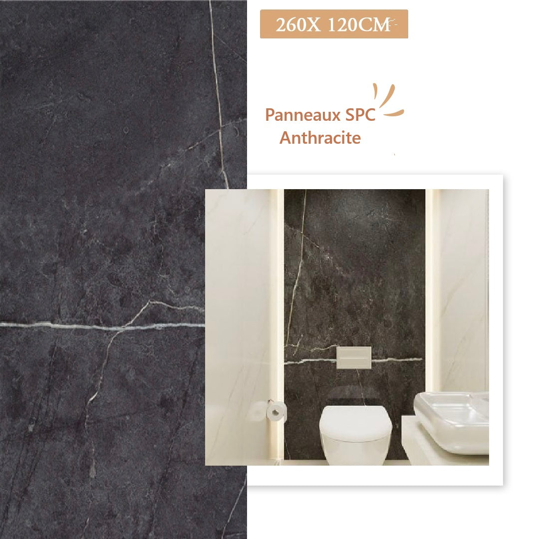 Panneaux Muraux SPC Marbre Anthracite MAT Premium Qualité
