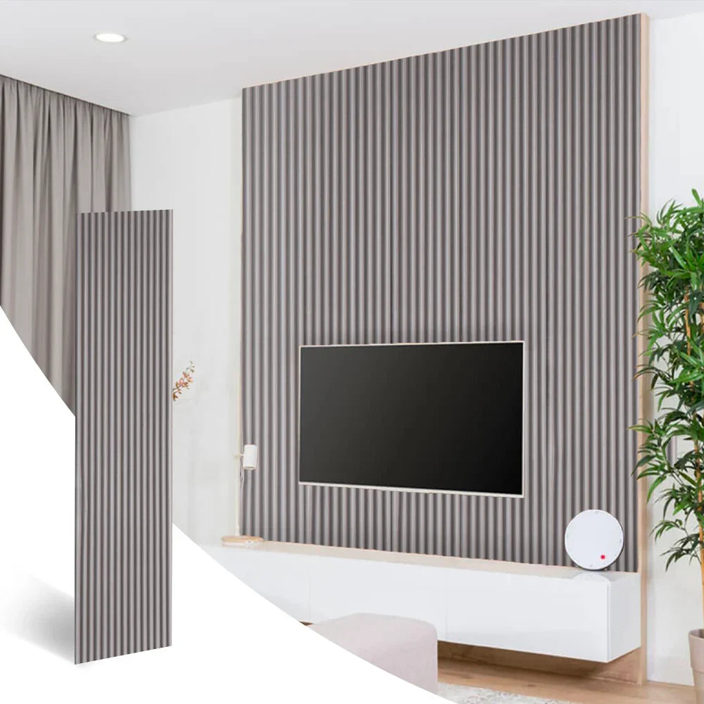 Panneau Acoustique Bois - Textile Daim Gris Clair - 260 x 60 cm - vue alternative