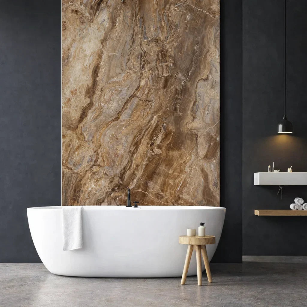 Plaque Mural PVC Imitation Marbre – Onyx Cuivré Royal 260 x 120 CM - vue alternative