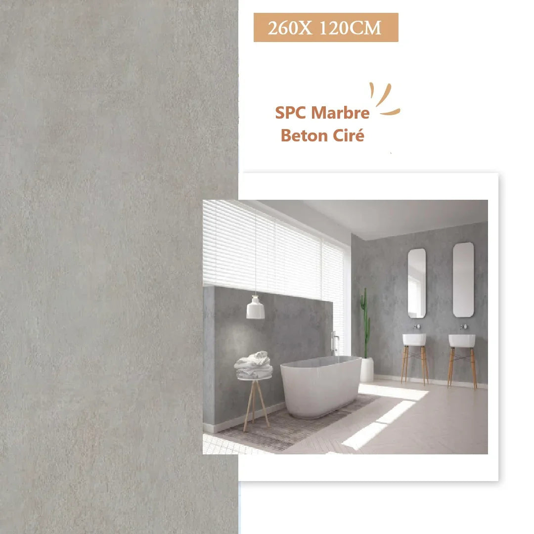 Panneaux Muraux Béton Ciré SPC Mat – Salle De Bain Et Douche - vue alternative