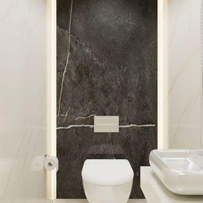 Panneaux Muraux Marbre SPC Anthracite mural wc supsundue