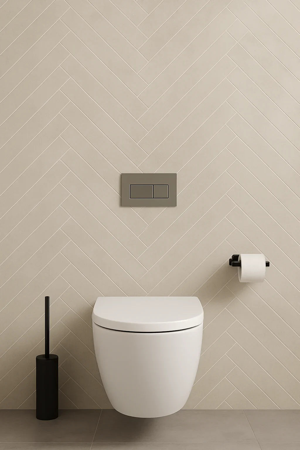 Panneau Mural Chevron Beige Mat - Salle De Bain - Motif Zellige - vue alternative