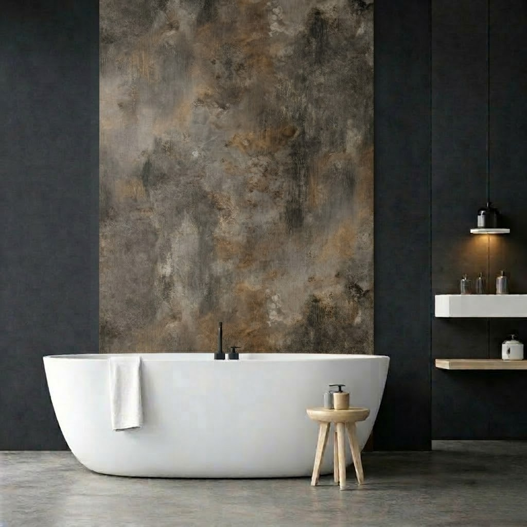 Panneau Mural Salle de Bain SPC Bronze Cuivré – Étanche & Anti-Rayure - vue alternative