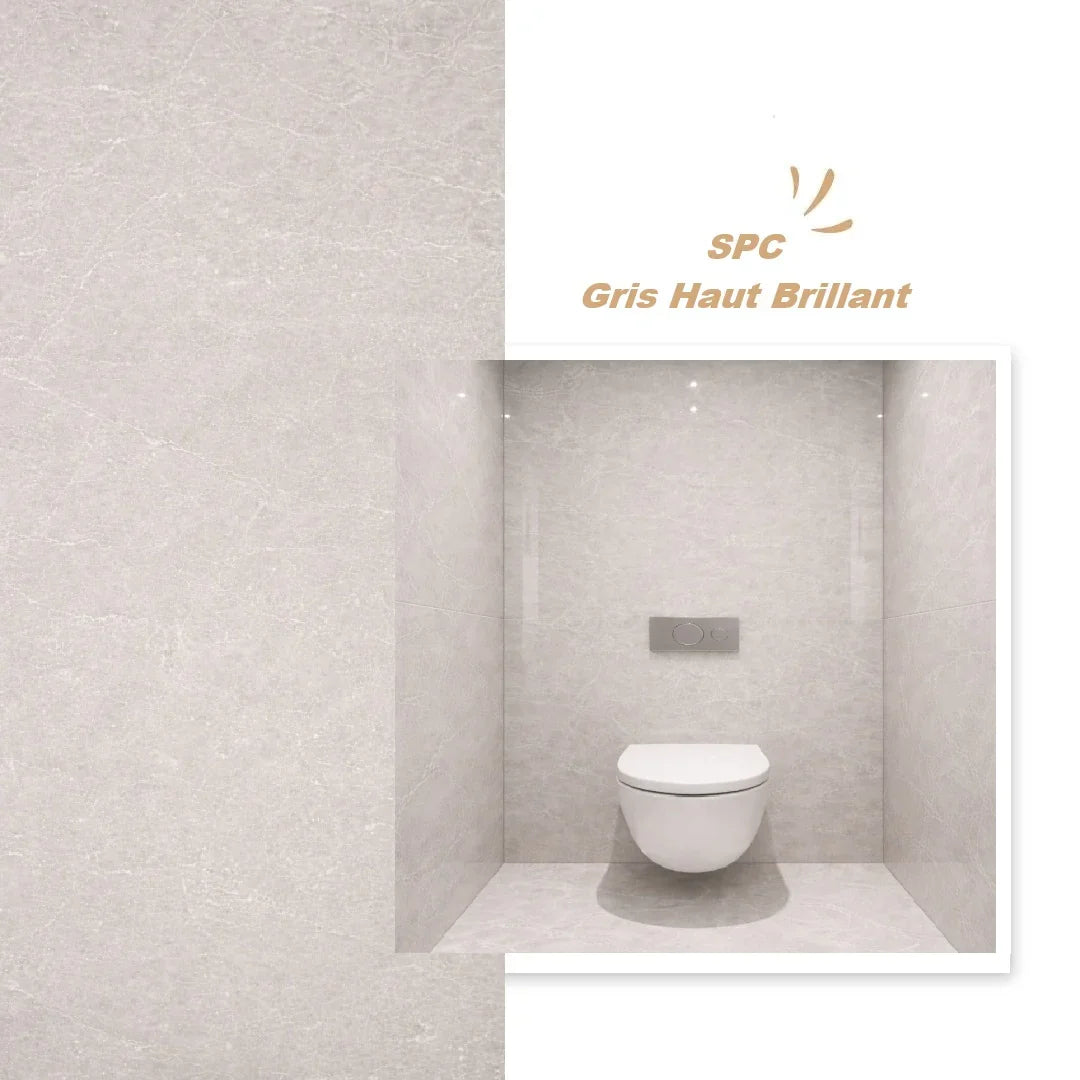 Panneau Mural SPC Gris Aspect Haut Brillant - Anti Rayure - vue alternative