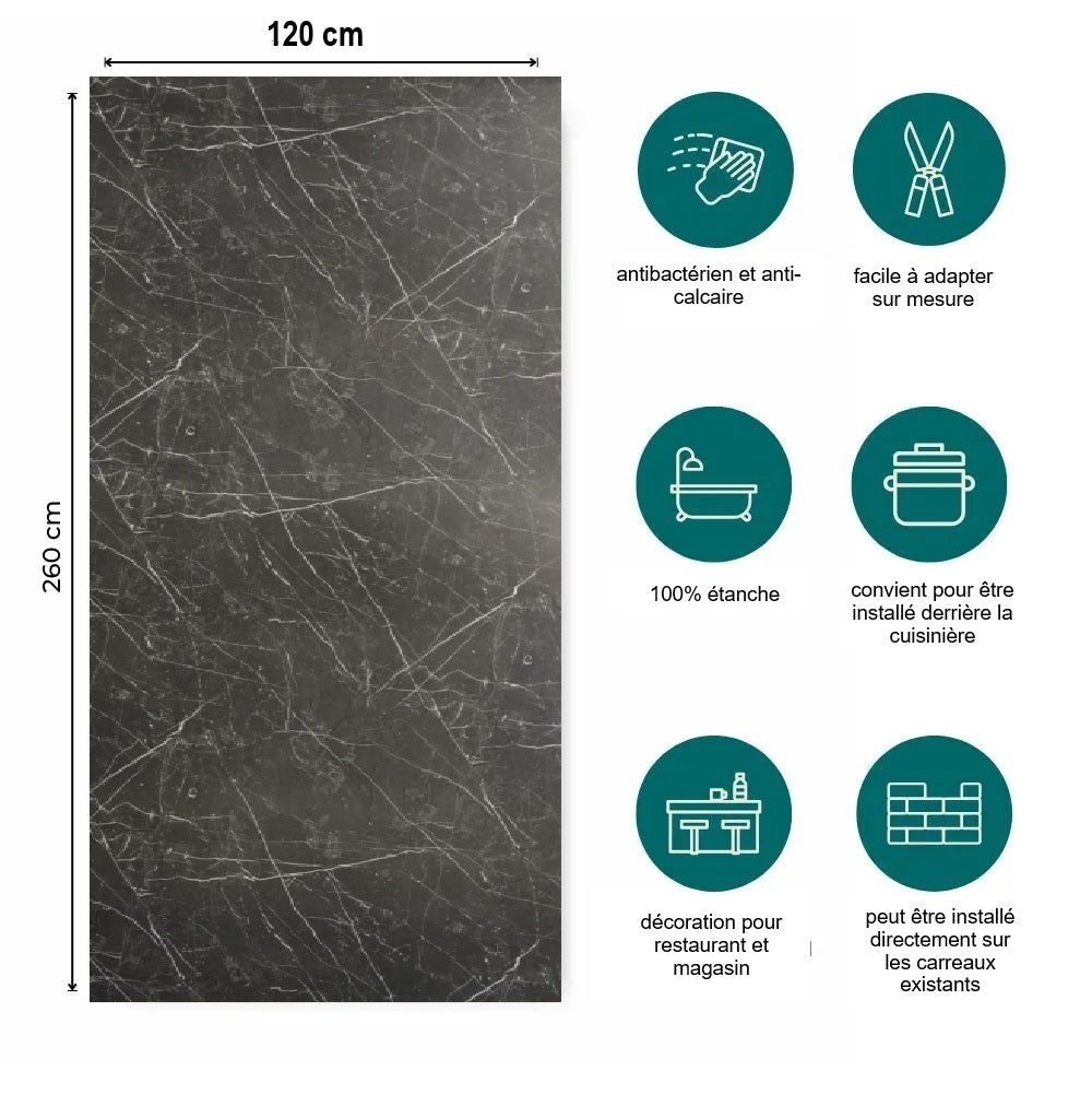 Panneau Mural Nero Anthracite - Salle De Bain -